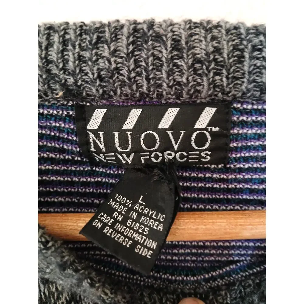 Vintage Nuovo new forces 80s abstract gray and blue sweater